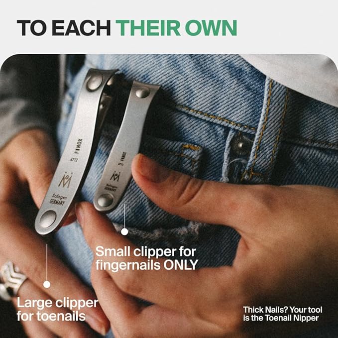 GERMANIKURE Professional Large Nail Clipper (8 cm) - FINOX Surgical Stainless Steel Manicure and Pedicure Tools in Leather Case- Ethically Made in Solingen Germany - 4712 - Travel Size Nail Care