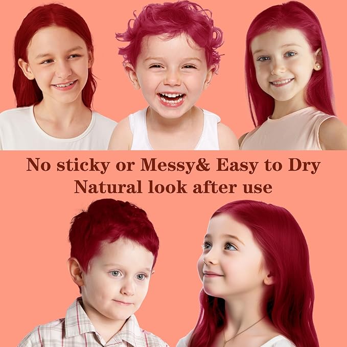 Red Hair Color Wax, Temporary Hair Color Wax, Temporary Hair Dye for Dark Hair, Washable, Kids, Halloween, Cosplay, Party, Girls