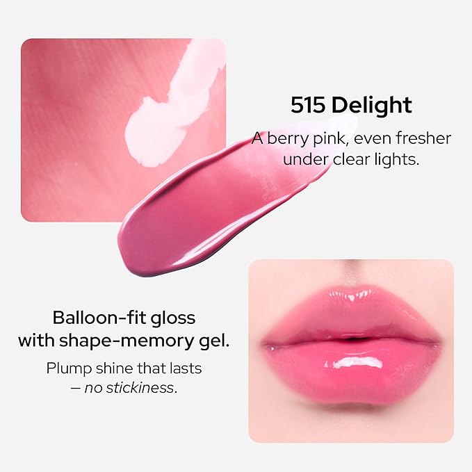 Unseen Balloon Tint, 9 Colors Set for All Skin Types. Buildable Color, Long Lasting Glossy Lip Stains, Lightweight Lip Gloss Make up (515 Delight, 0.11 Ounce (Pack of 1))