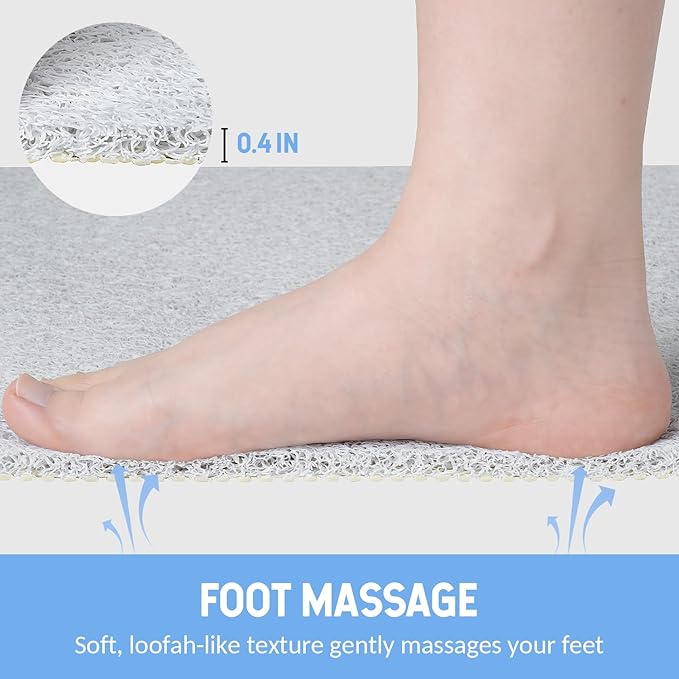 Non-Slip Bathtub Mat, Anti Slip Shower Mat, Fast Drying Bathtub Mats, Foot Scrubber Mat, Anti Slip Mat for Tub, Floor, Bathroom, Kitchen, Home, Hotel (White 40"×28")