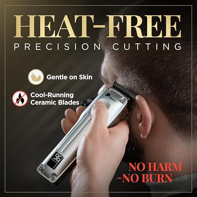 Fagaci Professional Hair Clippers for Men with Superior Precision, 5X Longer Sharpness Professional Barber Clippers Cordless with 2 Blades Fade & Taper, Brushless Motor Mens Hair Clipper Cordless Set
