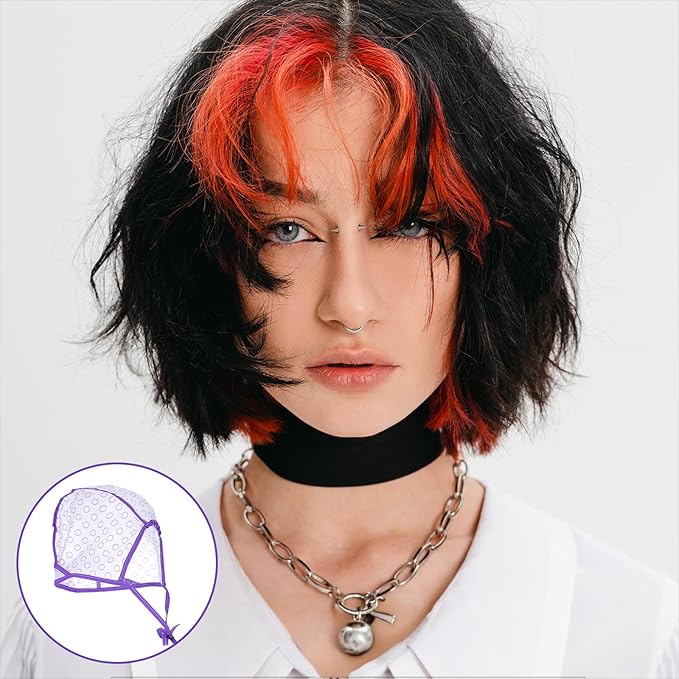 3PCS Highlight Cap, Hair Highlighting Caps With 3 Plastic Crochet Hooks Highlighting Kit for Hair Coloring Salon Dyeing Bleach Salon and DIY Hairdressing Supplies(Pink Blue Purple)