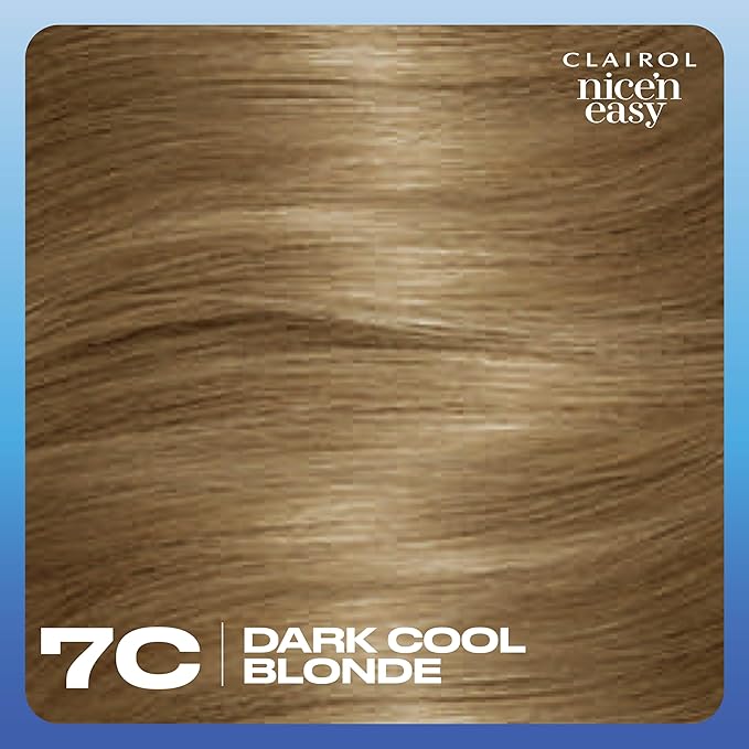 Clairol Nice'n Easy Permanent Hair Dye, 7A/7C Dark Ash Blonde Hair Color, Pack of 1