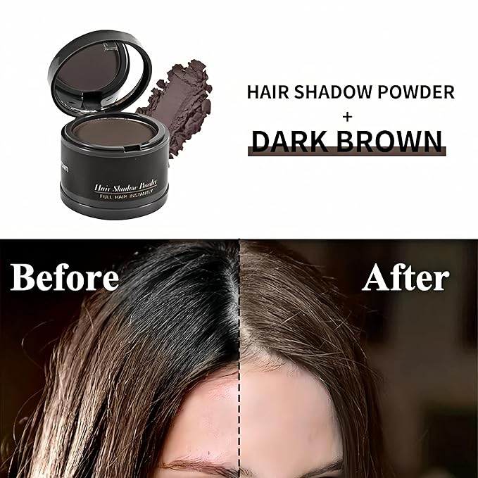 gowwim Hairline Powder(Dark Brown) Hair Root Dye, Instantly Hair Color Shadow Cover Gray Hair Root, Hair Touch-Up, Thin Hair Powder 4 g