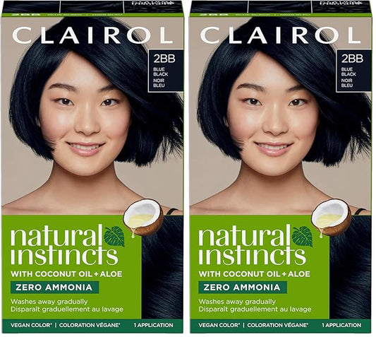 Clairol Natural Instincts Demi-Permanent Hair Dye, 2BB Blue Black Hair Color, Pack of 2