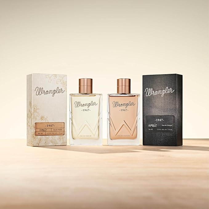 Wrangler 1947 Perfume by Tru Western, 2.5 fl oz, Jasmine, Denim, White Leather, and Amber Drops Scented Eau de Parfum