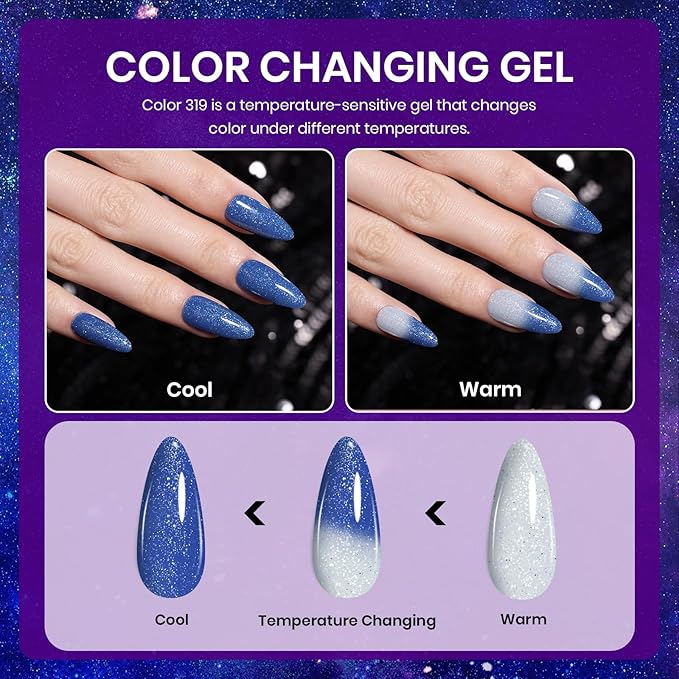 Beetles Chameleon Gel Polish Set - Stellar Mirage Collection, 20 Color-Shifting Cat Eye & Temperature Changing Gel Polishes, Magnetic Jelly Nails, Soak Off UV LED Nail Art Kit for DIY Manicure Lovers