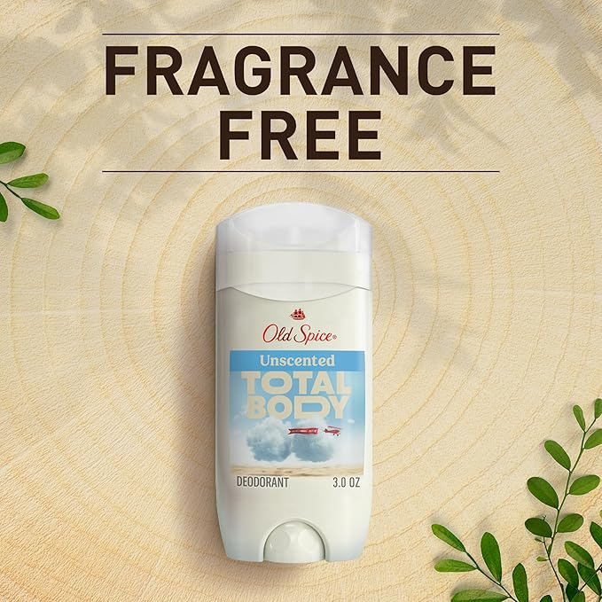 Old Spice Whole Body Deodorant Stick for Men, Aluminum Free, Unscented, 24/7 Odor Protection, 24/7 Lasting Freshness, Dermatologist Tested, Gentle on Skin, Safe to Use All Over, 3.0 oz