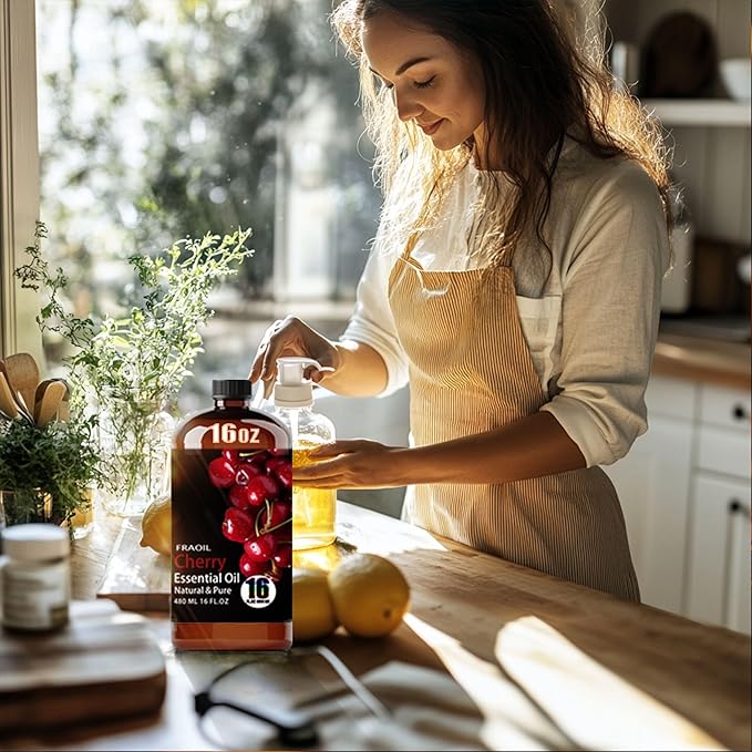 Cherry Essential Oil, Cherry Oil 16 Fl Oz 480 ML for Diffuser Humidifier Yoga Cleaning DIY Candle Soap Making Perfume Gift for Women Essential Oils