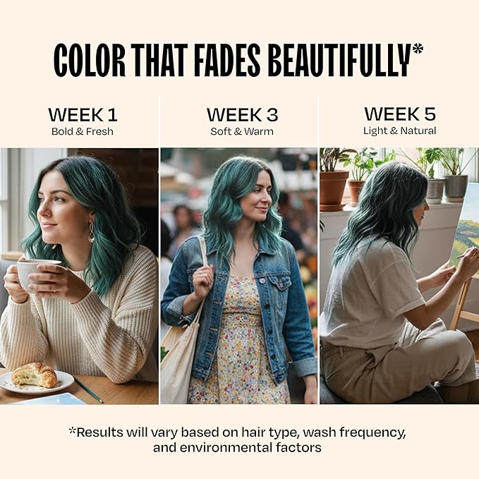 oVertone Semi Permanent Hair Color Conditioner, Midnight Teal, 8 oz, Nourishing, Damage-Free, Color Depositing Mask for All Hair Types with Shea Butter & Coconut Oil, Vegan & Cruelty-Free