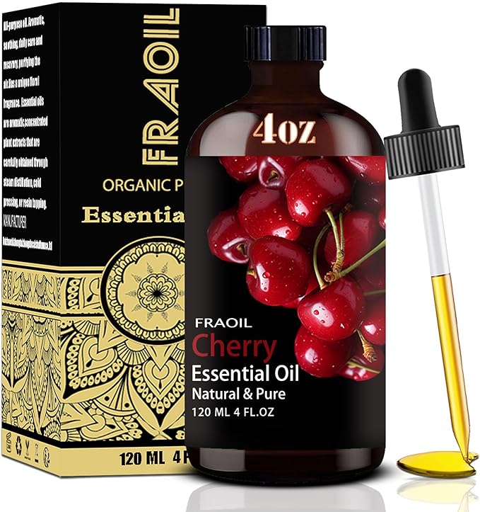 Cherry Essential Oil, Cherry Oil 4 Fl Oz 120ML for Diffuser Humidifier Yoga Cleaning DIY Candle Soap Making Perfume Gift for Women Essential Oils