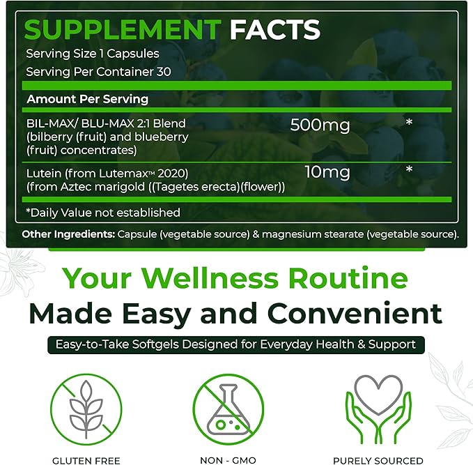 Natural Nutra Ultimate Eye Health Supplement - Bilberry & Blueberry Extract Blend for Day and Night Vision Support, Promotes Color Perception & Eye Clarity - Non-GMO, Vegan - 30 Capsules (Pack of 3)