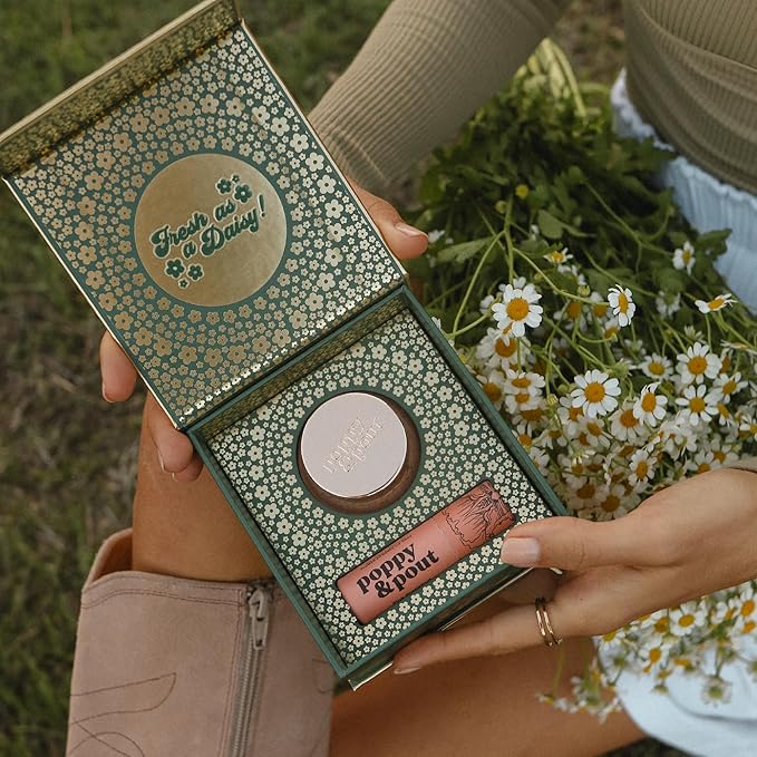 Poppy & Pout Lip Care Set | Lip Balm & Scrub | Sustainable Cardboard Tubes & Glass Jars, All Natural, Beeswax, Coconut Oil, Cruelty Free, Exfoliating & Moisturizing Lip Treatment (Pink Grapefruit)