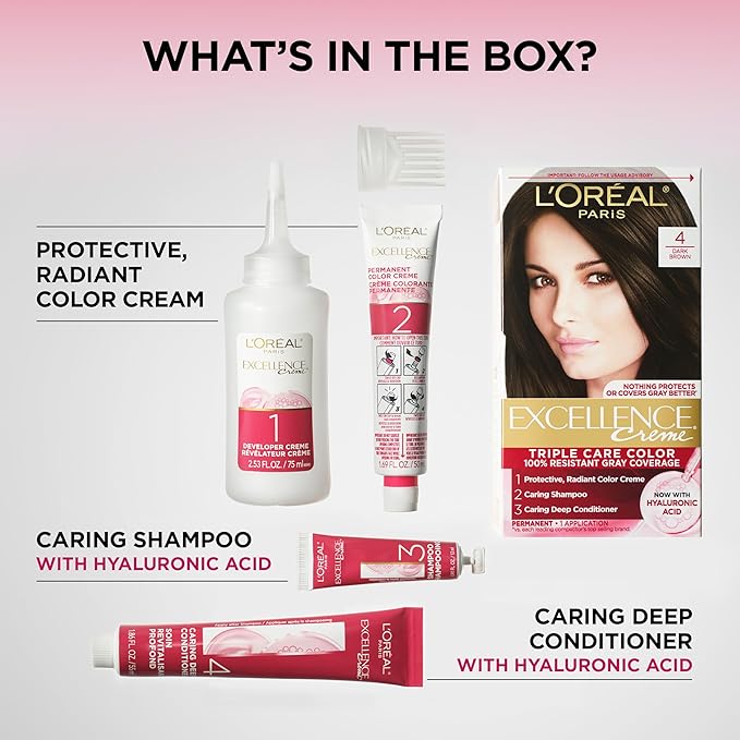 L'Oreal Paris Excellence Crème Permanent Hair Dye, Triple Care Hair Color with Pro-Keratine Complex for 100% Gray Hair Coverage, 9.5NB Lightest Natural Blonde, 1 Kit