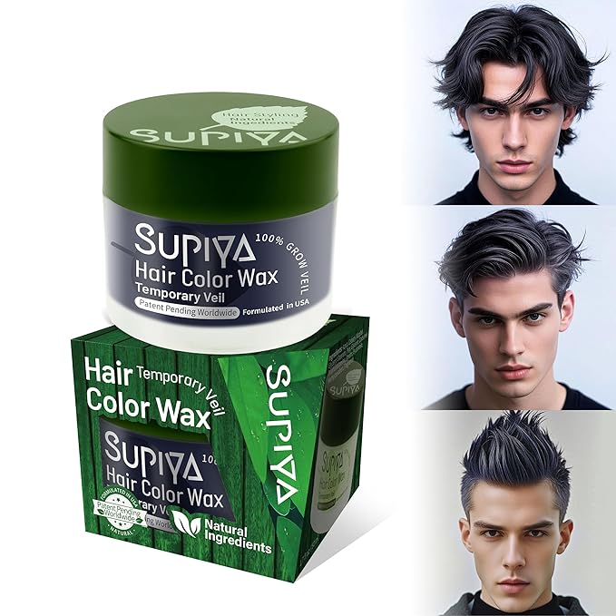 Temporary Hair Styling Color Wax, Green Blue Purple Red Hair Dye Color Wax Washable Natural Instant Hair Coloring Cream for DIY Hairstyle for Kids Men Women(Black#4)