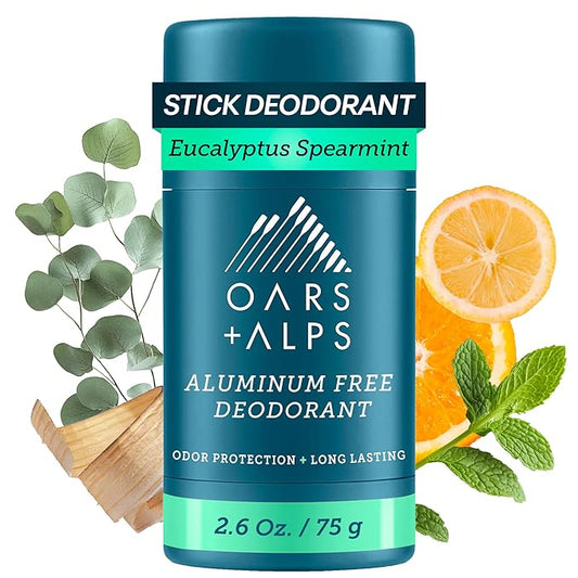 Oars + Alps Deodorant for Men & Women, Aluminum Free Deodorant for Men, Dermatologist Tested, Clean Ingredients, Vegan, Long Lasting, Odor Protection, Eucalyptus Spearmint, 1pk