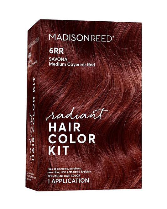 Madison Reed Radiant Hair Color Kit | 6RR Medium Vibrant Cayenne Red (Savona Scarlet) Vivid Color-Enhancing Formula | Salon-Quality Permanent Hair Dye | PPD-Free & Ammonia-Free |1 Pack