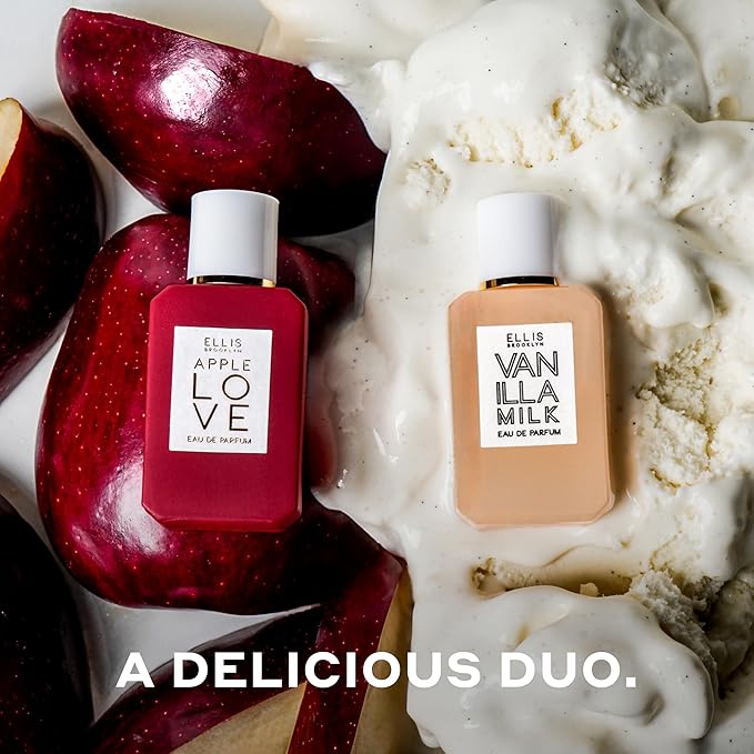 Ellis Brooklyn DESSERT DUO Eau de Parfum Set - Apple Love & Vanilla Milk - 2 x 7.5ml - Gourmand Apple, Peach Skin & Plum Blossom + Vanilla, Cocoa Shell & Sandalwood - Long Lasting Perfumes for Women