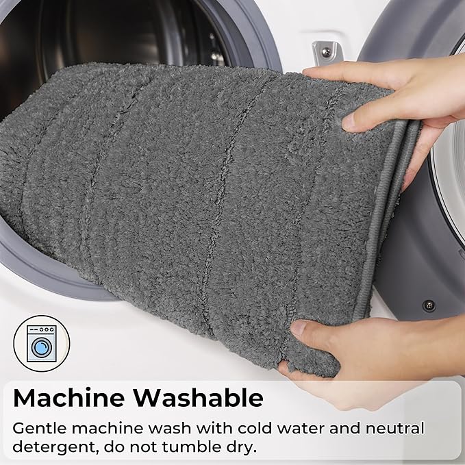 GRANNY SAYS Bathroom Rugs Sets 2 Piece,Soft Bath Mats for Bathroom, Bath Rugs Non Slip Washable, Absorbent Bath Rug for Tub, Shower and Toilet, Bath Mat Set (Grey, 20" x 32" + 16" x 24")