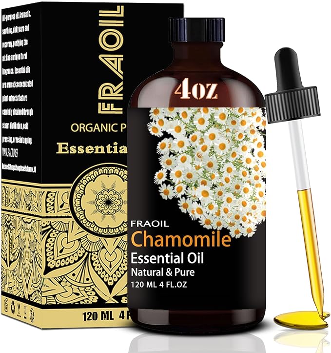 Chamomile Essential Oil, Chamomile Oil 4 Fl Oz 120ML for Diffuser Humidifier Yoga Cleaning DIY Candle Soap Making Perfume Gift for Women Essential Oils