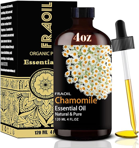 Chamomile Essential Oil, Chamomile Oil 4 Fl Oz 120ML for Diffuser Humidifier Yoga Cleaning DIY Candle Soap Making Perfume Gift for Women Essential Oils