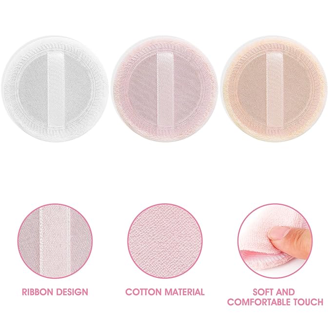 24Pcs Powder Puff Cotton Round Makeup Puff Pads with Strap Face Powder Puffs for Loose and Foundation Cosmetics Sponge Powder Puffs