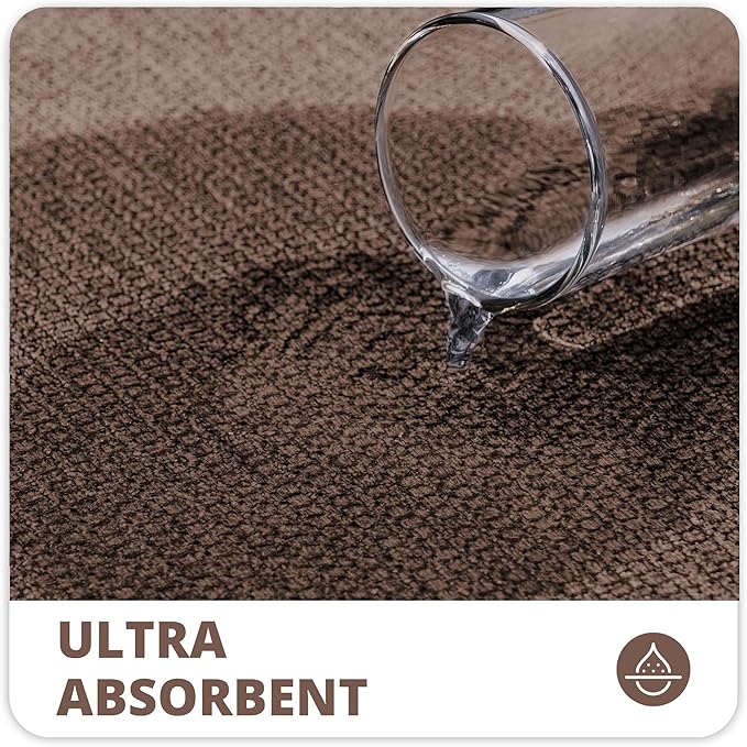 Bathroom Rugs Set 2 Pieces,Thin Bathroom Mats,Toilet Rugs,Quick Dry,Non-Slip,Machine Washable,Low Pile,Absorbent Bath Mats,Shower,Sink,Home Decor Accessories.Brown,1'5"x2'3"+1'8"x2" U Shape