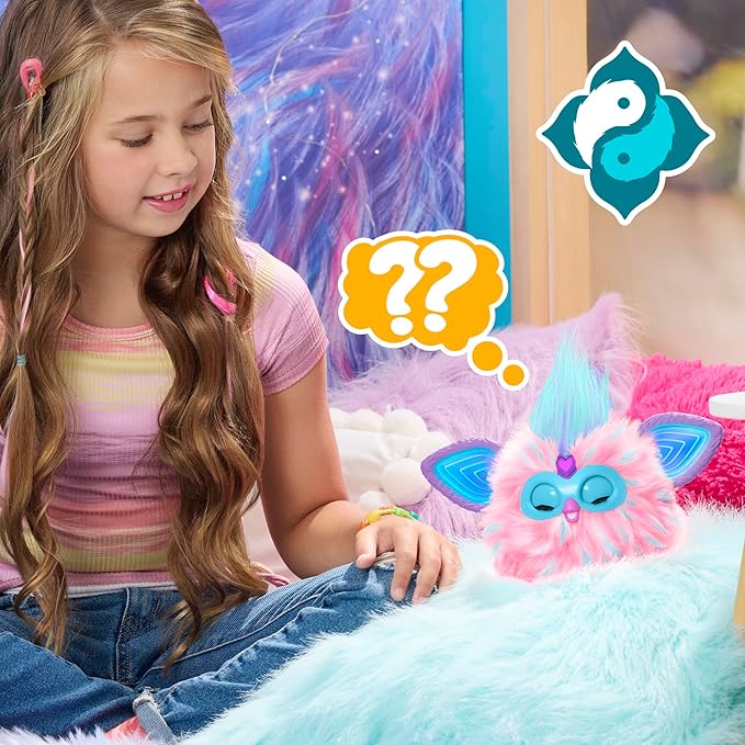 Furby Cotton Candy, 15 Fashion Accessories, Interactive Plush Toys for 6 Year Old Girls & Boys & Up, Voice Activated Animatronic, Pink & Blue (Amazon Exclusive)