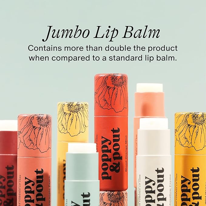 Poppy & Pout Lip Care Set | Lip Balm & Scrub | Sustainable Cardboard Tubes & Glass Jars, All Natural, Beeswax, Coconut Oil, Cruelty Free, Exfoliating & Moisturizing Lip Treatment (Island Coconut)