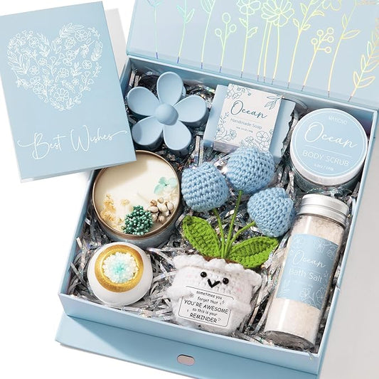 Spa Gifts for Women Bath Gift Set, Ocean Relaxing Spa Gift Baskets Home Bath Set Self Care Kit Care Package Thank You Get Well Christmas Birthday Gifts for Women Mom Her Friends Sister Wife Grandma