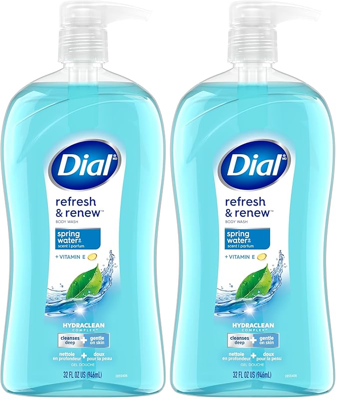 Dial Body Wash, Refresh & Renew Spring Water, 32 fl oz (Pack of 2)