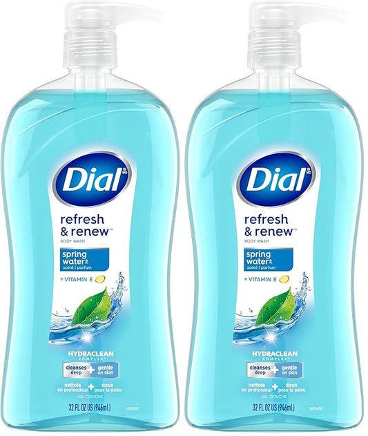 Dial Body Wash, Refresh & Renew Spring Water, 32 fl oz (Pack of 2)
