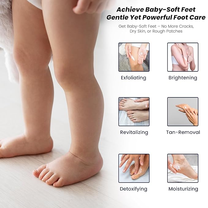 Exfoliating Foot Scrub with Pumice Stone powder - Gentle Moisturizing Foot Scrub for Dry Skin - Cracked Heel Repair for Smooth, Soft Feet - Pedicure Foot Spa 2 Pack