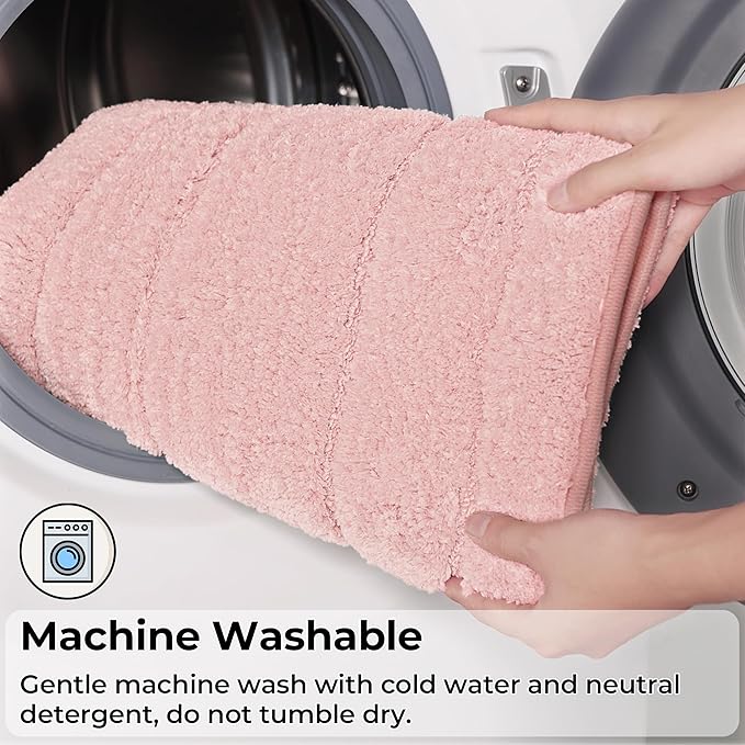 GRANNY SAYS Bathroom Rugs Sets 2 Piece,Soft Bath Mats for Bathroom, Bath Rugs Non Slip Washable, Absorbent Bath Rug for Tub, Shower and Toilet, Bath Mat Set (Pink, 20" x 32" + 16" x 24")