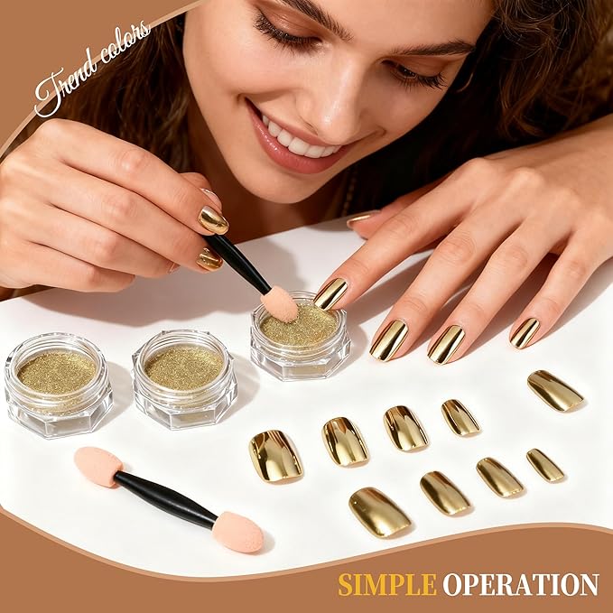 Artdone 16 Colors 0.5gram Chrome Nail Powder, Iridescent Aurora Chameleon Powder Metallic Mirror Effect Pigment Pearlescent Mermaid Pearl Glitter Dust Kit, Nail Art Decoration, Resin Craft