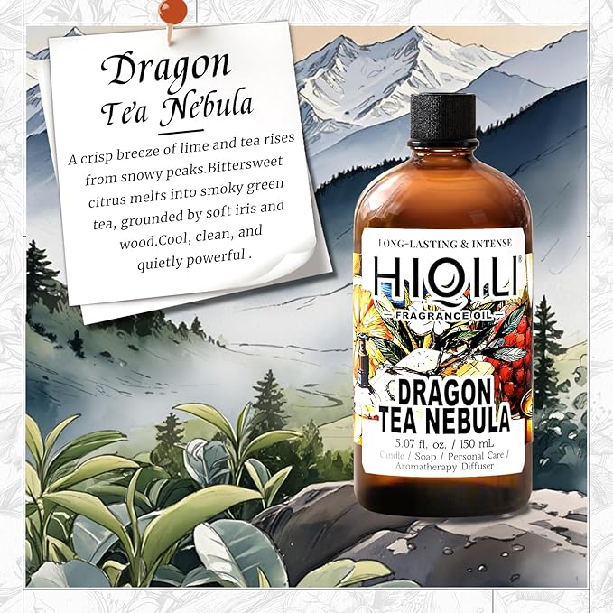 HIQILI Dragon Tea Nebula Fragrance Oil for Candle & Perfume Making, Hotel Scents for Essential Oil Diffuser, Room Spray, Thé Yulong - 5.07 Fl Oz