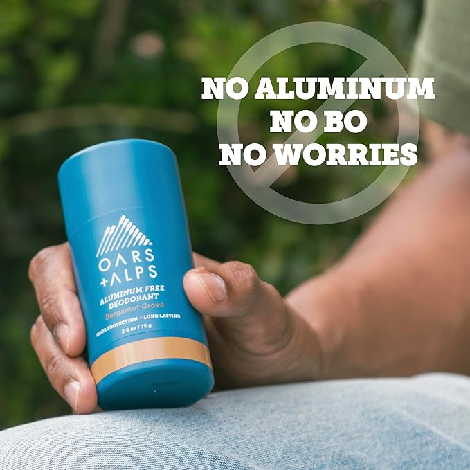 Oars + Alps Deodorant for Men & Women, Aluminum Free Deodorant for Men, Dermatologist Tested, Clean Ingredients, Vegan, Long Lasting, Odor Protection, Bergamot Grove, 2pk, 2.6oz