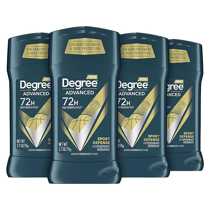 Degree Advanced Protection Antiperspirant Deodorant Sport Defense 4 count 72-Hour Sweat and Odor Protection Antiperspirant For Men With MotionSense Technology 2.7 oz