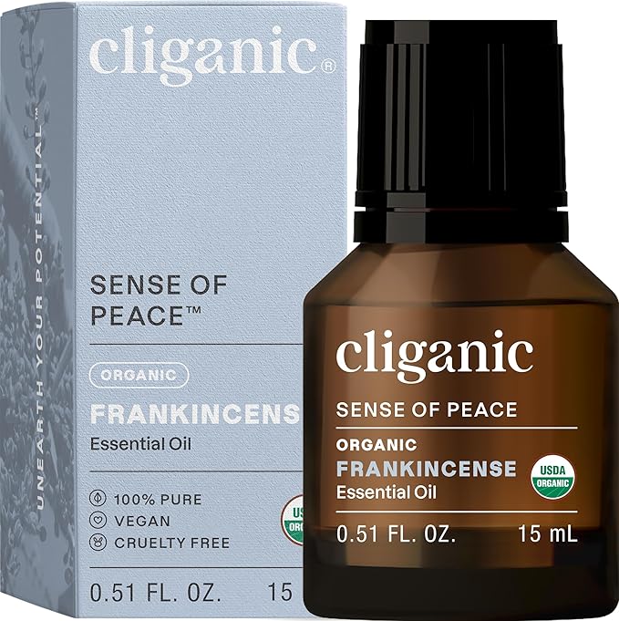 Cliganic Organic Frankincense Essential Oil - Boswellia Serrata, 100% Pure Natural Undiluted, for Aromatherapy | Non-GMO Verified