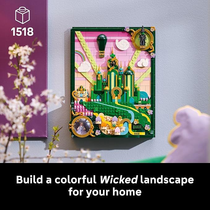 LEGO Wicked Emerald City Wall Art Building Set for Adults - Wall Decor for Living Room, Bedroom, or Dorm - Collectible Wicked Merch for Movie Fans - Gift Ideas for Women & Men, Ages 18+ - 75685