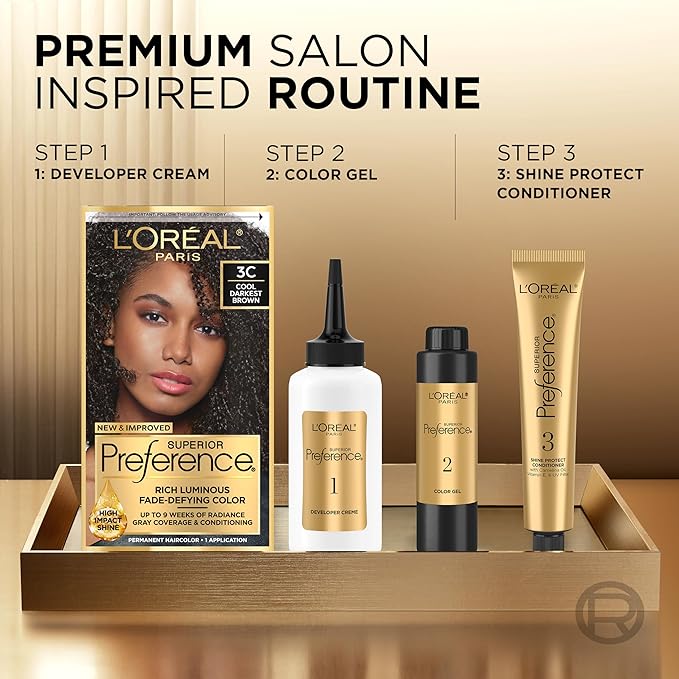 L'Oreal Paris Superior Preference Luminous Fade-Defying Permanent Hair Color, Hair Dye For Up to 9 Weeks of Radiance, Champagne Blonde 8.5A, 1 Hair Dye Kit