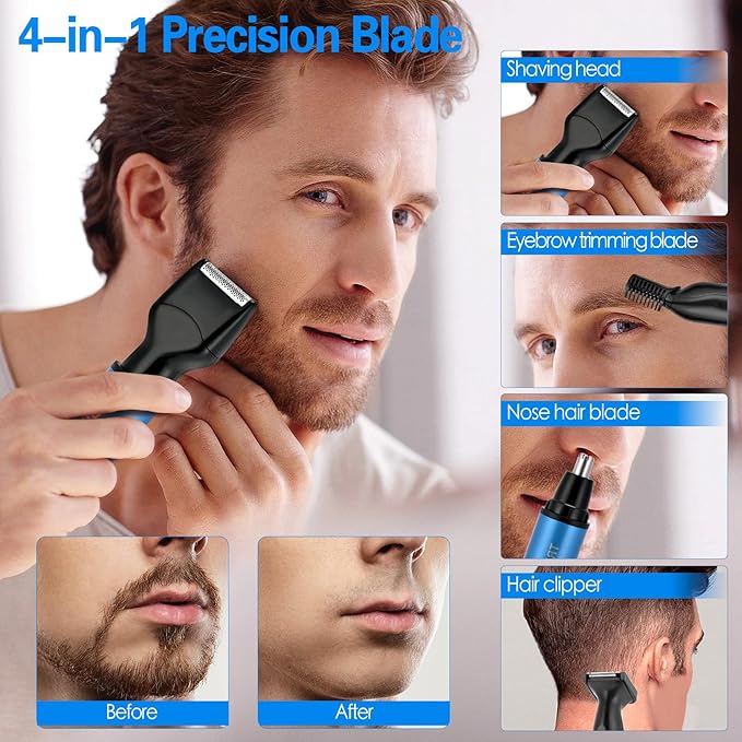 Nose Hair Trimmer for Men, Ear and Nose Hair Trimmer for Women,Sideburn,Eyebrows Hair Trimmer, Electric Facial Hair Remover with LED display, Rechargeable, Waterproof for Home, Travel Business