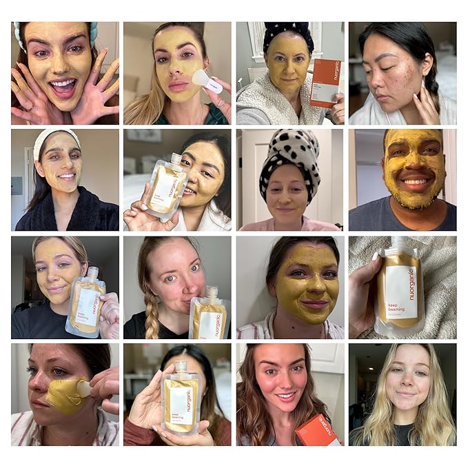 nuorganic Turmeric Face Mask - Soothing, Acne Clearing, Pore Refining, Exfoliating - New Airtight Squeezy Tube, Stays Fresh for 12 Months - Clean & Natural