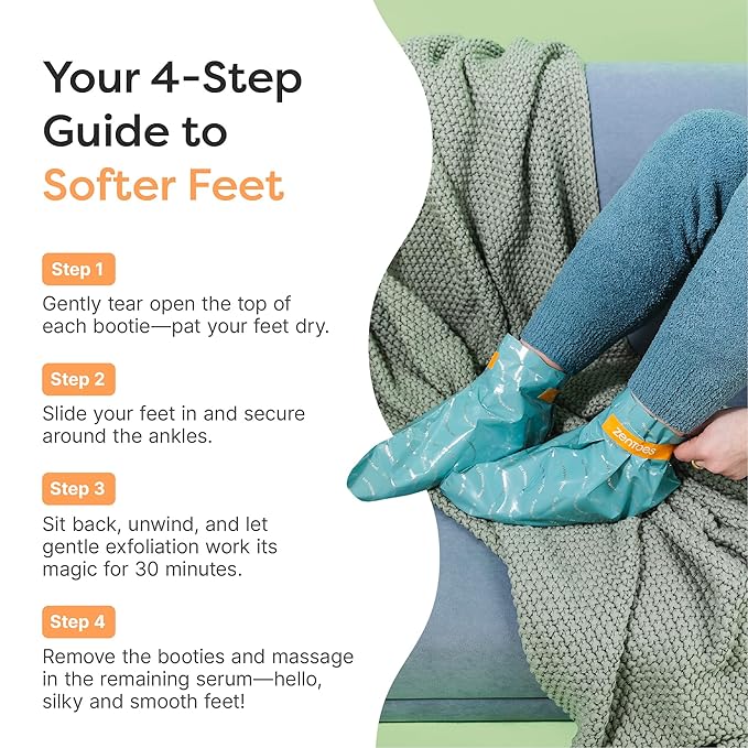 ZenToes Exfoliating Foot Mask for Dry Cracked Feet | Urea, Niacinamide & Rose Extract Infused No Harsh Foot Peeling Mask | Spa Experience At Home | Mess Free Design | Cucumber Rose Scented, 3 Pairs