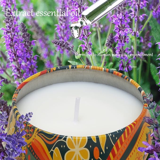 2 Pack Scented Candles, 2.5 oz Aromatherapy Candles for Home Scented, Natural Soy Candles with Floral Scents, Portable Small Jar Candle Set for Travel, Spa, Yoga, Home Decor Tin Candle Pack