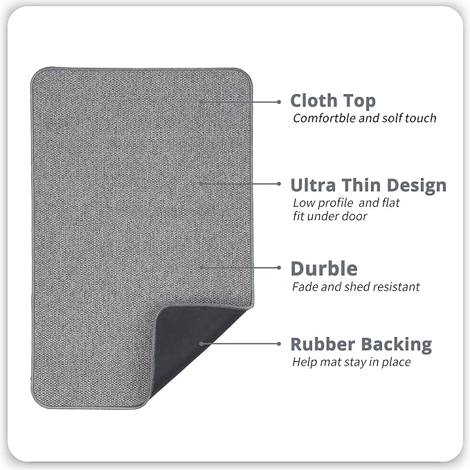 Bathroom Rugs Set 2 Pieces,Thin Bathroom Mats,Toilet Rugs,Quick Dry,Non-Slip,Machine Washable,Low Pile,Absorbent Bath Mats,Shower,Sink,Home Decor Accessories.Grey,1'5"x2'3"+1'8"x2" U Shape