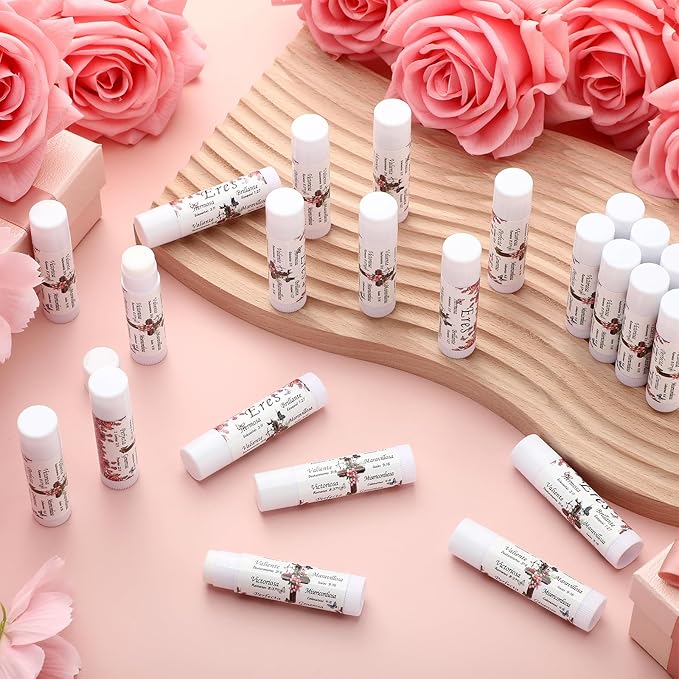 50 Pcs Christmas Christian Lip Balm Bulk Bible Verses Lip Balm Scripture Christian Gifts for Women Faith Religious Church Party Favor Inspirational Gift for Coworker Staff Employee(Rose)