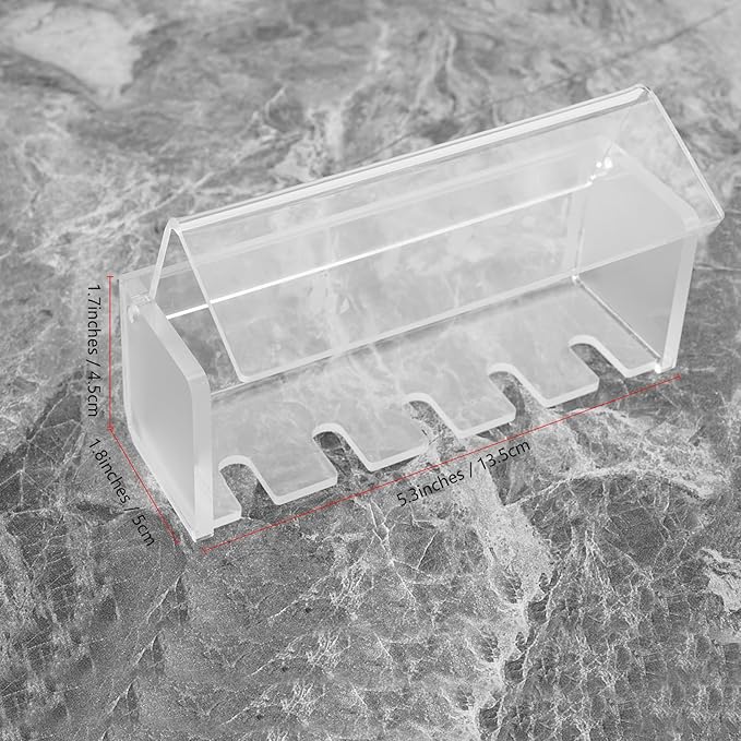 5 Slots Wall Mount Toothbrush Holder with Cover, Self Adhesive Toothbrush Storage Organizer for Shower, Toothbrush Hanger for Bathroom, Medicine Cabinet, Dorm (Frosted)