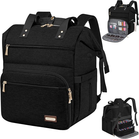 LTINVECK Nail Polish Organizer Case Backpack Holds 70 Bottles (15ml/0.5fl.oz)& Nail Lamp, 2 Layers Detachable Nail Kit Storage Case, Large Travel Nail Supplies Shoulder Bag for Manicure Tools (black)