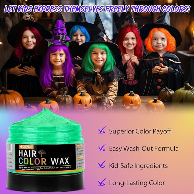 4 Colors Temporary Hair Color Wax for Christmas Party, Stocking Stuffers - DIY Washable Natural Instant Hair Color for Women Temporary Hair Dye for Kids Teens Women Men(Blue&Purple&Red&Green 4pcs)